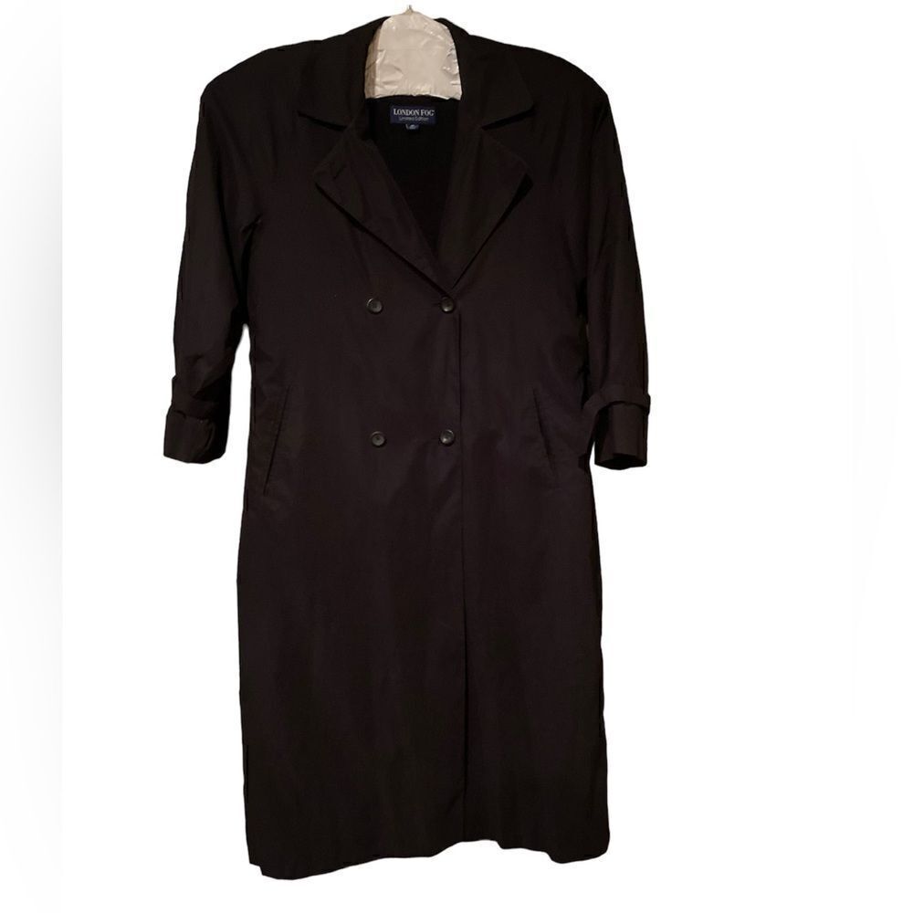 London Fog Limited Addition Black Trench Coat Removable Shell Size 14 R